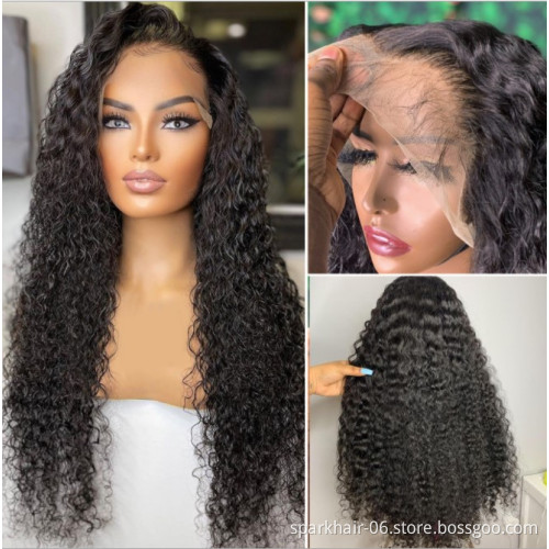 13*4 Water  Wave Glueless Swiss Lace Frontal Wigs Raw Human Hair Lace Wigs Virgin Cuticle Aligned Body Wave HD Lace Front Wig
